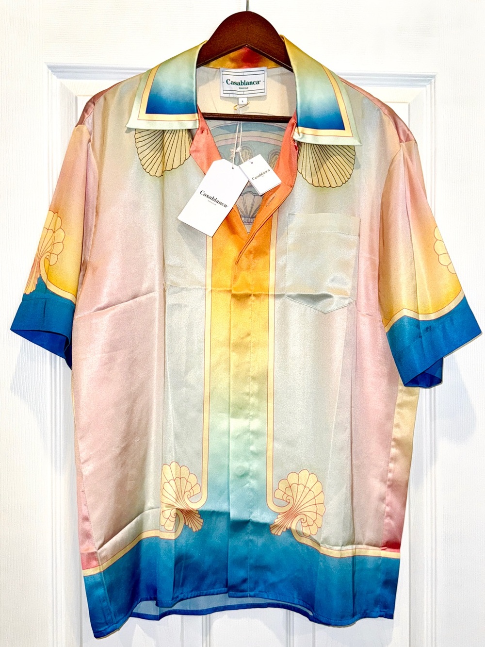 CASABLANCA Men’s Beach Sunset Multicolor Silk Resort Collared Shirt - Large NWT - Picture 3 of 6